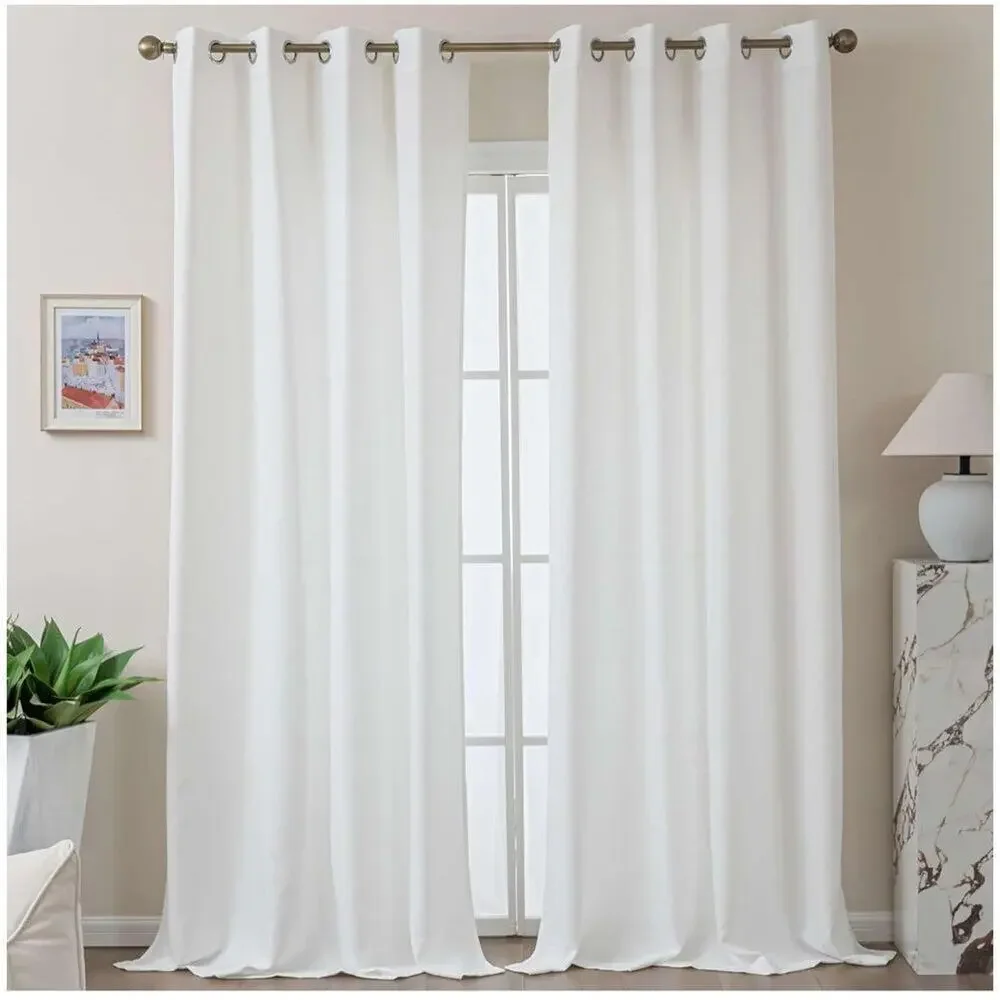 NEW Light Filtering Sheer Curtains, White Linen Curtains 2 Panels Set 55